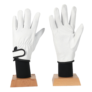 Guante de trabajo para conductor banda elástica logotipo personalizado abierto lado cálido invierno alta calidad piel de oveja blanca - Product Image 2