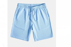 Herren Casual Loose Strip Beach Wear 2-teiliger Cord anzug Atmungsaktives Hemd und Shorts Custom Wholesale Summer Shirts Set für Herren - Product Image 4