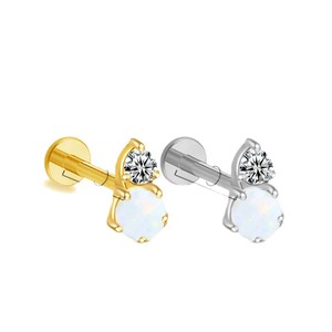 Boucles d'oreilles en alliage de titane G23, opale, forme papillon, serti à griffes, pour oreille, lèvre, cartilage, bijoux à porter au quotidien - Product Image 5