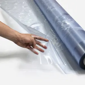 Transparent-Película de poliéster en relieve azul, película de tela para mesa