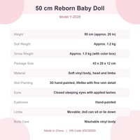 Boneka Bayi Reborn 20 Inci, Vinyl Lembut, Dilukis Tangan, Realistis, Boneka Bayi Baru Lahir Tertidur, Set Pink, Pakaian Biru, Hadiah Y-Z028