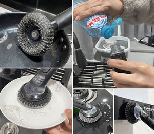 Dispensador de jabón portátil, cepillo para platos, cepillo de cocina con soporte, depurador de platos para platos, ollas, sartenes, limpieza de <span class=keywords><strong>fregadero</strong></span> - Product Image 6