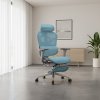 Chaise de bureau ergonomique avec soutien lombaire réglable, dossier en maille, accoudoirs 4D en PU, appui-tête en U 4D, fonction pivotante