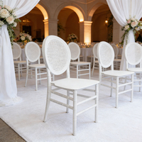 Chaise en bambou de luxe blanche, dorée et argentée, en plastique durable pour hôtel, salle à manger, fête, usage extérieur