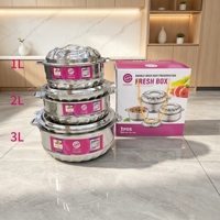 Vente directe usine – Ensemble de vaisselle en acier inoxydable 8/4/3 pièces, Marmite isotherme 1L+2L+3L, Chauffe-plats pour garder les aliments au chaud