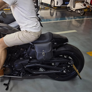 Sacs latéraux pour <span class=keywords><strong>Sportster</strong></span> S en cuir véritable, sacs de bordure rétro, accessoires moto, sacs de voyage noirs pour motard, Chine - Product Image 1