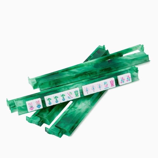 Soportes Mahjong 2 En 1 Con Empujadores – Set De 4 Bandejas Acrílicas Transparentes De 47,5 Cm, Ideal Para Dominó Y Tren Mexicano