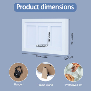 Boîte de présentation pour trois cartes à collectionner, cadre en bois blanc pour cartes de collection - Product Image 2
