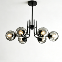 Lustre moderne en verre fumé, style nordique minimaliste, suspension 3/6 lumières, cadre en fer, intensité réglable, pour salon, restaurant, hôtel, villa