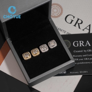 GRA Certificated 925 <b>Silver</b> Gold Plated Iced Out Moissanite Earrings Custom <b>Stud</b> Earrings for Women Fine Jewelry - Product Image 4