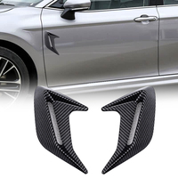 2 pièces de décorations auto-adhésives pour l'extérieur de voiture, motif fibre de carbone, pour ailes latérales, couvercles d'aération type « ailettes de requin » et prises d'air de capot, pour modification automobile