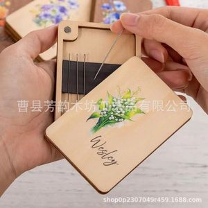 Solid Wood Magnetic <b>Needle</b> <b>Case</b> 2.36 x 3.54 x 0.47 Inches Portable Sewing Tool Organizer - Product Image 2