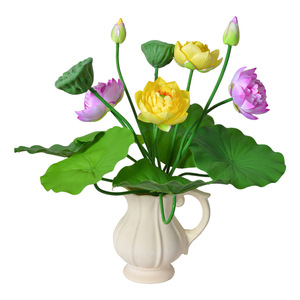 Flores de Loto Artificiales Laixing, Ramo de Seda de 7 Ramas, Realistas, para Decoración de Estanques y Peceras, Accesorios de Fotografía - Product Image 5