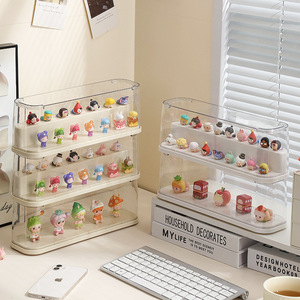 Vitrine d'exposition en acrylique Hy-73, transparente, anti-poussière, pour figurines Pop Mart, avec couvercle, étagère à 2 niveaux - Product Image 5