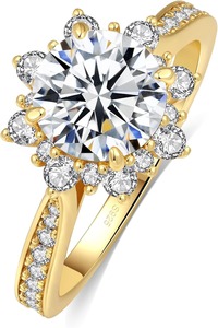 Anillos de Compromiso con Flores para Mujer, Plata 925, Color D, VVS1, Anillos de Boda con Halo y Perla de Agua Dulce con Engaste de Canal - Product Image 4