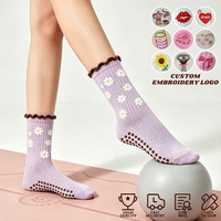 Chaussettes de yoga sportives en coton biologique pour femme, antidérapantes, personnalisées, tricotées, jacquard, nouvelles chaussettes de Pilates East