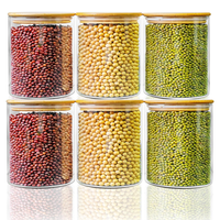 Bocaux en verre pour terrarium de 8,5 oz (250 ml), bocaux de conservation des aliments, contenants d'organisation de garde-manger en verre, bocaux de rangement avec couvercle en bambou