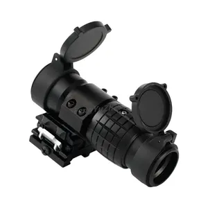狩猎光学瞄准镜3X放大镜瞄准镜战术快速释放红点瞄准镜可调橡胶盖，带侧翻QD支架