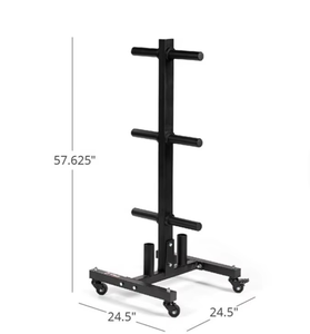 DW SPORTS Étagère de rangement verticale en métal durable avec roues pour salle de sport, fitness à domicile, <span class=keywords><strong>CrossFit</strong></span> – Supporte les plaques de musculation, barres et haltères - Product Image 3