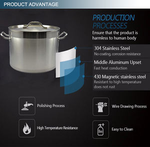 Высококлассный горшок из нержавеющей стали различных размеров, 50 л. С антипригарным покрытием, набор посуды, кастрюли для кухни - Product Image 4