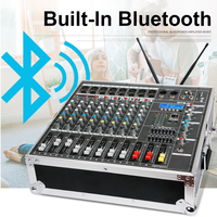 Meilleures ventes - Mixeur audio 8 canaux GT8M avec amplificateur de puissance 550W+550W, mixeur amplificateur avec 2 microphones pour concert et karaoké
