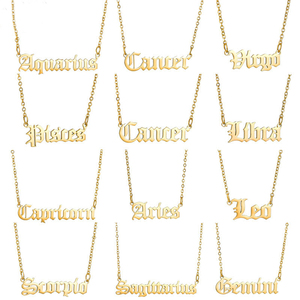 Collar con los Doce Signos del Zodiaco, Cadena de Acero Inoxidable - Product Image 1