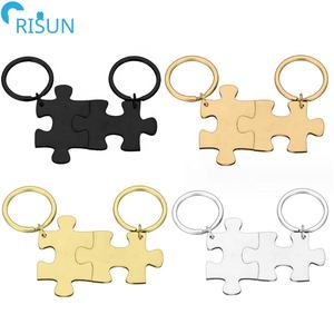 Personalizado Día de San Valentín Aniversario Boda Amante Pareja Pieza de rompecabezas Llaveros Llavero de rompecabezas personalizado - Product Image 1