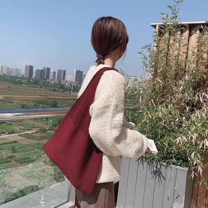 กระเป๋าถือสตรีแฟชั่นฤดูหนาว/ฤดูใบไม้ผลิ/ทุกฤดู  งานถักโครเชต์ปักลาย  แบบเปิดปิด  พกพาสะดวก  บุโพลีเอสเตอร์  เหมาะสำหรับเดินทางและไปเที่ยวชายหาด - Product Image 4