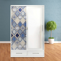 Armoire en acier moderne à 2 portes avec barre de suspension et étagères pour chambre à coucher
