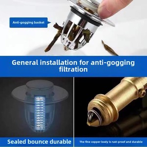 <b>Smart</b> <b>Home</b> Products ABS Core Drain Wash Basin Stopper with Press Filter Basket Accessories - Product Image 5