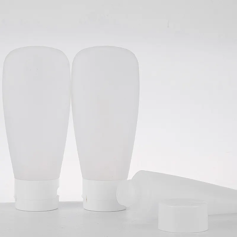 100 ml leerer Kunststoff-Kosmetikbehälter nachfüllbare HDPE-Reisetasse mit Drückhebe-Schraubverschluss für Gesicht Waschbox Verpackung