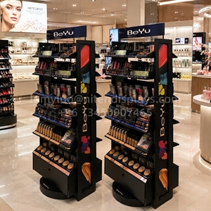 Metal Cosmetic <b>Display</b> Furniture <b>Rotatable</b> Freestanding Retail <b>Display</b> Rack With Storage Cabinet - Product Image 3