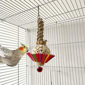 Jouet à mâcher pour perroquet: décor suspendu de cage à oiseaux en bois naturel multi-taille-durable et rentable - Product Image 3