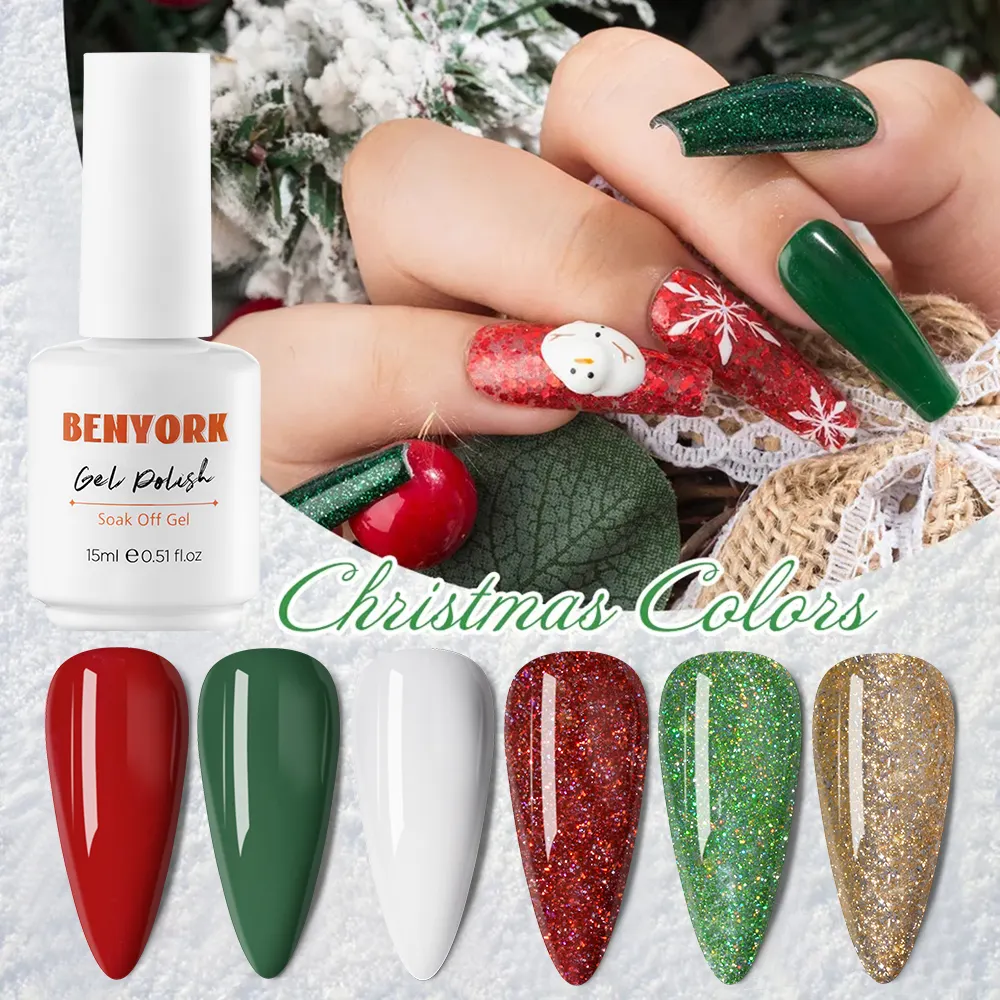 Neuheiten Multi color Verfügbar Weihnachts gel Polish Hema Free Glitter Christmas Color Gel