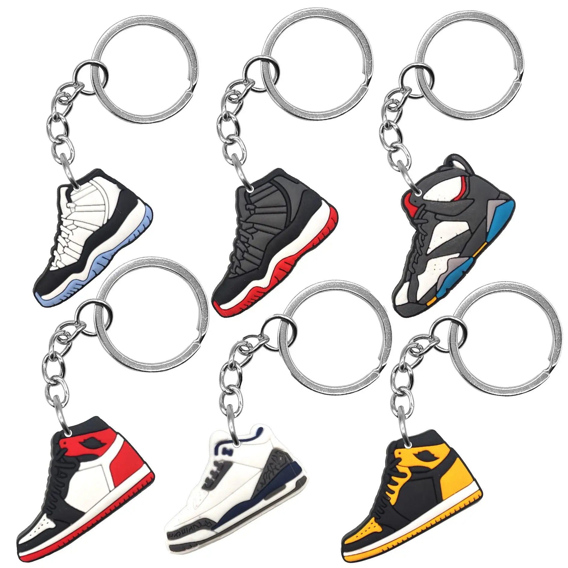 Campione gratuito Mini AJ portachiavi personalizzato NBA basket scarpa portachiavi personalizzato 2D PVC portachiavi in gomma