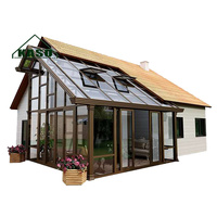 Sunrooms Maisons Véranda Maison Fenêtre Design Vérandas Vertes Portables Sur Le Pont Aluminium Verre Trempé Pergola