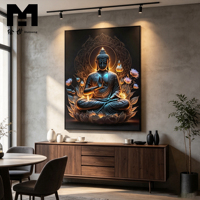 Cuadro de Buda en Lienzo, Impresión Artística en Lienzo, Póster Decorativo con Marco de Buda, Decoración Religiosa para Sala de Estar, Decoración del Hogar