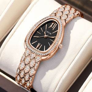 นาฬิกาควอตซ์ประดับเพชรสีโรสโกลด์รูปวงรี LG89275 Lige สำหรับผู้หญิงนาฬิกาตัวเลขโรมันแนววินเทจสำหรับผู้<span class=keywords><strong>หญิง</strong></span> - Product Image 2