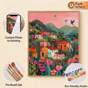 SONGWOO ART - Kits de Pintura por Números Personalizados para Decoración del Hogar, Diseño de Pueblo <span class=keywords><strong>Mexicano</strong></span>, Regalo DIY - Product Image 1