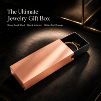 Boîte cadeau rigide à tiroir coulissant en or rose, boîte à logo personnalisé avec doublure intérieure en papier noir pour l'emballage de cosmétiques et de bijoux