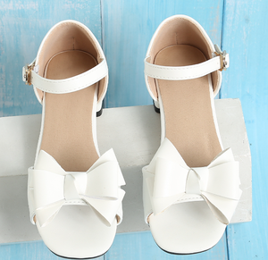 Summer Girls' <b>White</b> Princess Dress Sandals Elegant Strappy With Ankle Strap <b>Heeled</b> Kids Sandals - Product Image 2