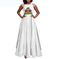 Robes longues maxi pour femmes en gros, écologiques, motif drapeau d'Haïti, sans manches, sexy, élégantes, pour soirée, style décontracté