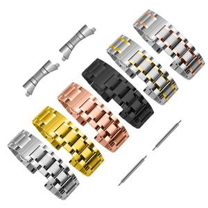 12mm-24mm Fashion Stainless Steel Watch Band with Butterfly Clasp Five Beads <b>Strap</b> for for Men Women Maenwvo PG023 - Product Image 1