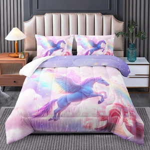 Couette nuage licorne arc-en-ciel magique-Couette pour enfants à impression numérique 3D personnalisable avec ensemble de literie en peluche - Product Image 6