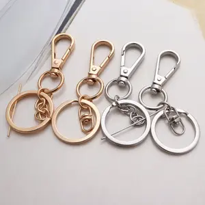 Wholesale Hot selling customize logo color zinc alloy In stock Metal snap hook split key ring for handbag hardware