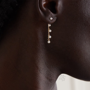 LOZRUNVE Orecchini Pendenti in Argento Sterling 925 con Perle d'Acqua Dolce <span class=keywords><strong>e</strong></span> Nappine Frontali <span class=keywords><strong>e</strong></span> Posteriori - Product Image 2