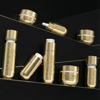 Ensemble de flacons cosmétiques en verre cylindriques noirs de luxe vides avec pompe pulvérisatrice et bouchon personnalisé - 30 ml/30 g/50 g pour soins de la peau, faux cils, blush