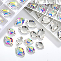 Strass double trou à dos plat en forme de citron inversé, 2 mm, en verre, pour chaussures/vêtements/bagages, décoration Saint-Valentin - Fait main