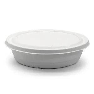 Recyclable Free Sample Multi Specification Food Grade Paper Packaging Take-away Bagasse Plate Set