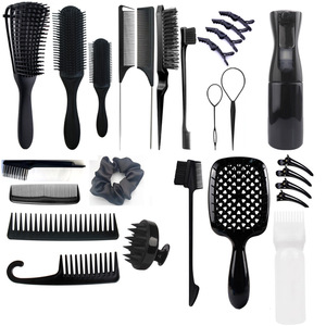 Ensemble de 27 brosses à <span class=keywords><strong>cheveux</strong></span> professionnelles, kit de peignes de coiffure avec vaporisateur continu, brosse de massage du cuir chevelu pour le salon - Product Image 3